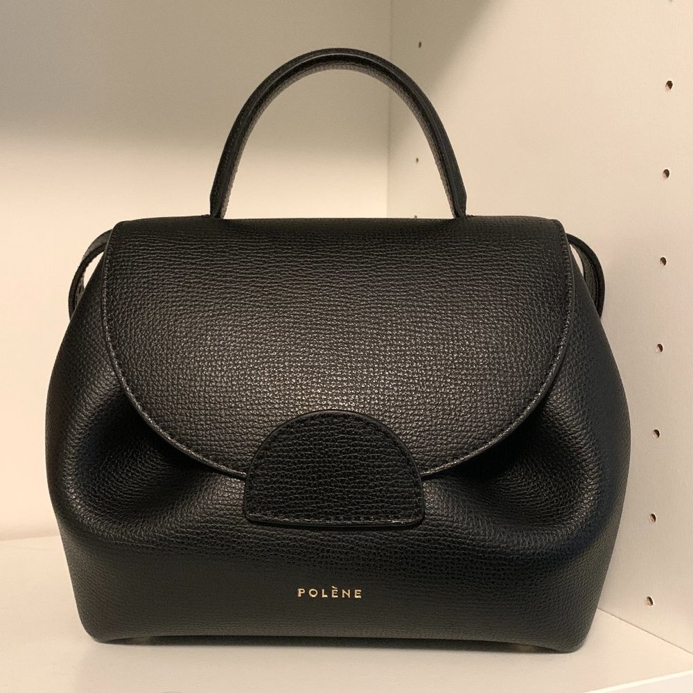 Polene N°1 Numero Un Nano Black Textured Leather Bag